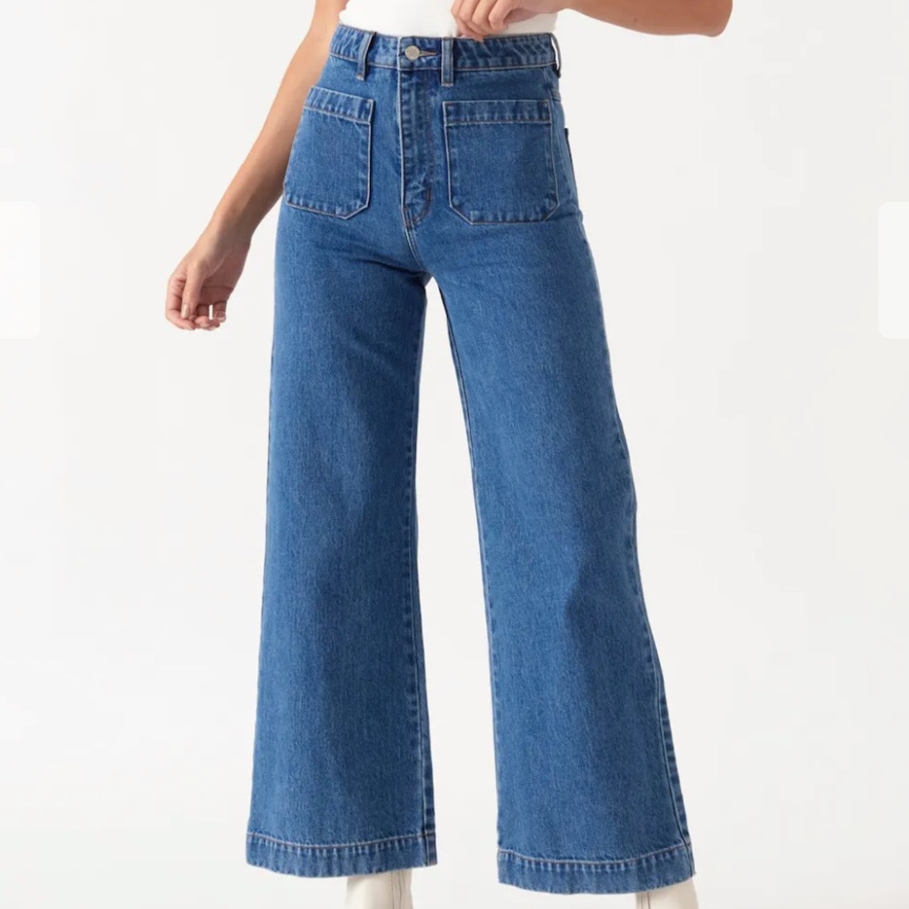 Rollas cropped sailor jeans in Ashley blue